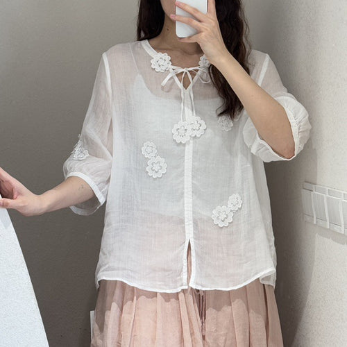 Femme Floral Broderet Bluse Stilla