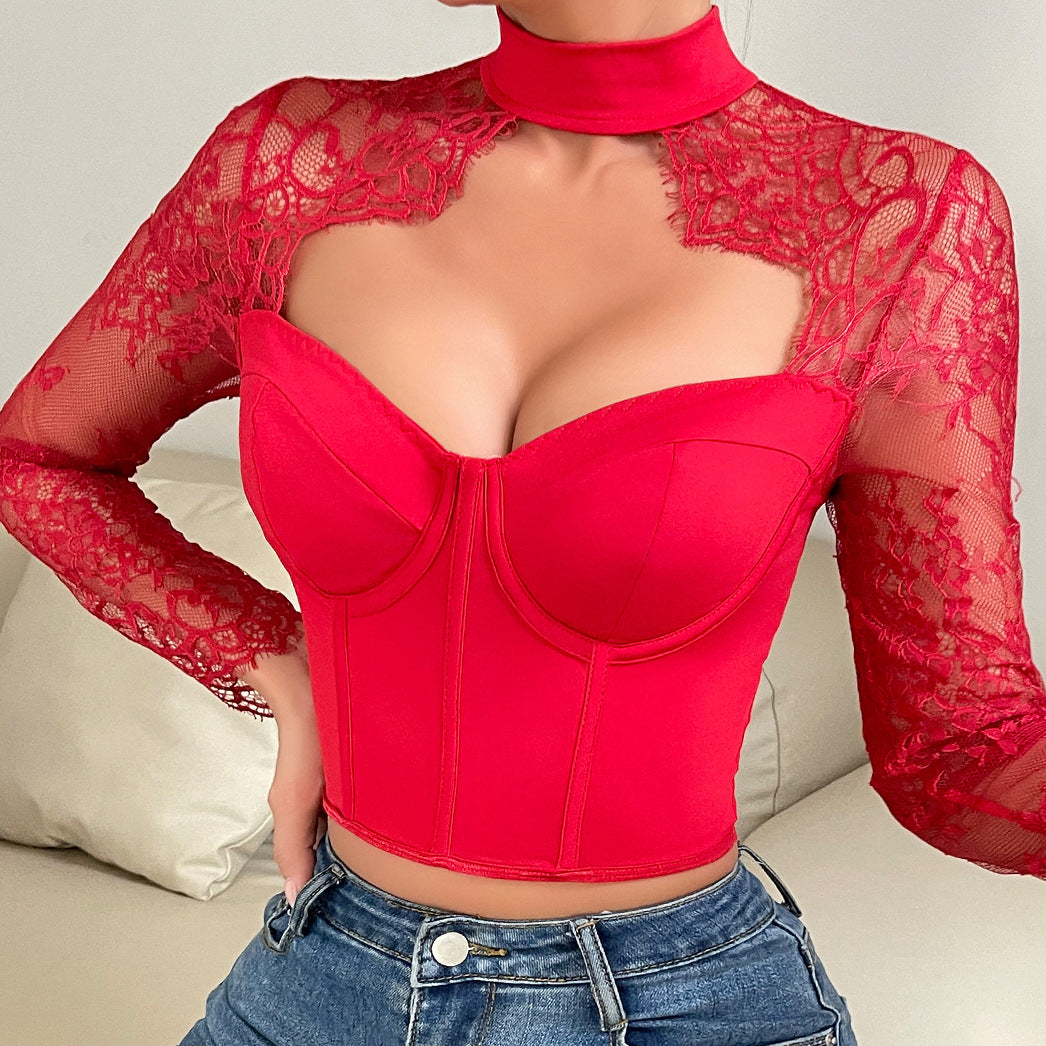 Dame Cropped Top med Spidsærmer Stilla
