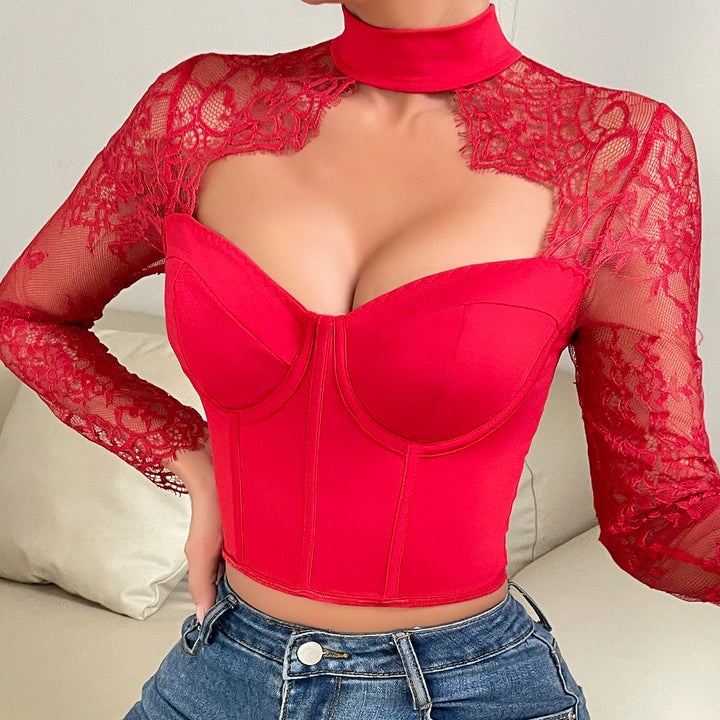 Dame Cropped Top med Spidsærmer Stilla