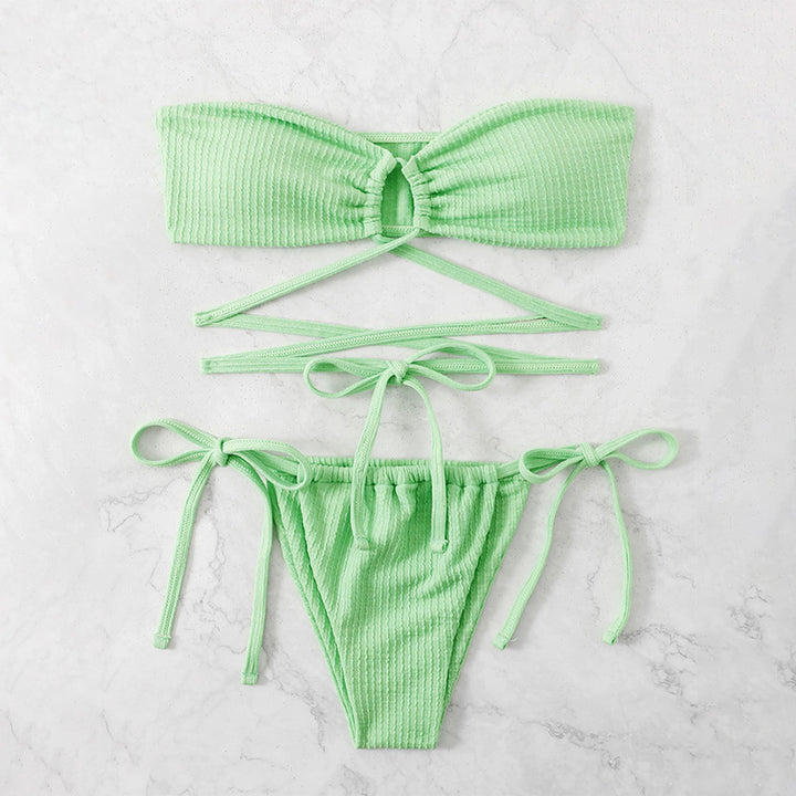 Dame bandeau-bikini med raffineret skæring og justerbare bånd Stilla