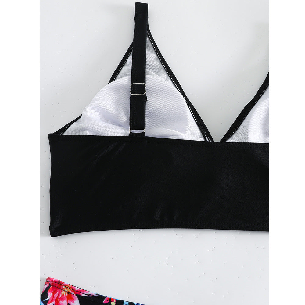 Dame Højskåret Bikini med blomstermotiv og knudeformet top Stilla