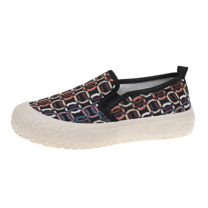 Dame Slip-On Sneakers med moderne geometrisk mønster og elastisk indtræk Stilla