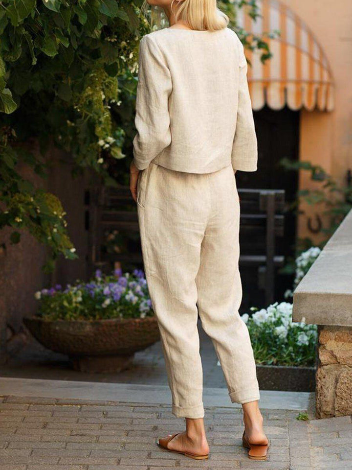 Damer Løst loungewear-sæt med elegant top og løs buks Stilla