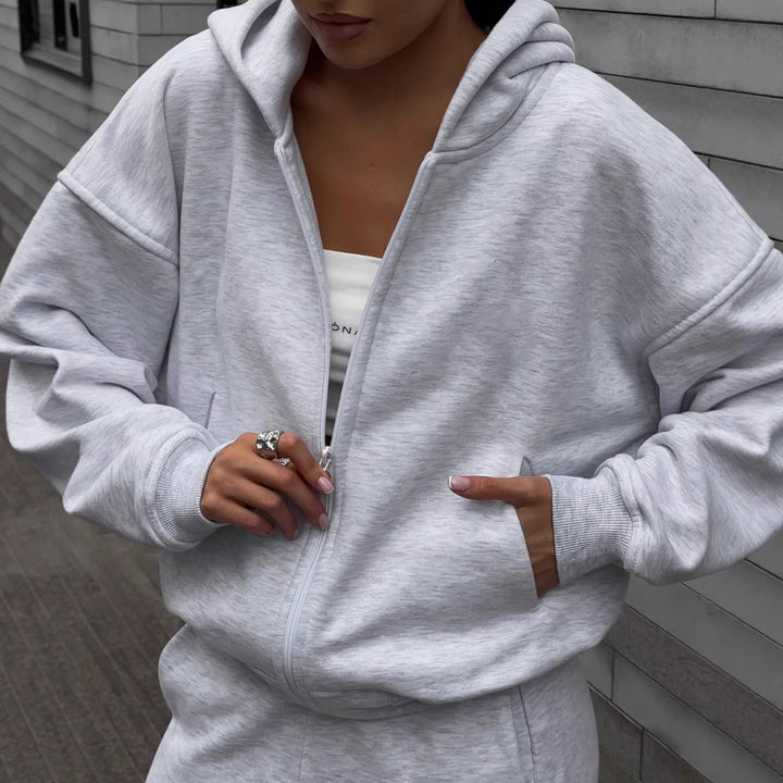 Kvindernes Oversized Hættebluse og Løs-Fittende Joggingbukser Sæt Skovae