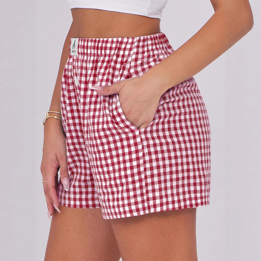Dame Gingham Check Fritid Shorts Stilla