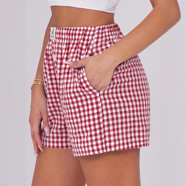 Dame Gingham Check Fritid Shorts Stilla