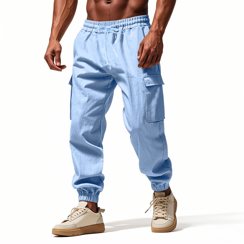 Herrer trendy Cargo-bukser med elastisk talje og praktiske sidelommer Stilla