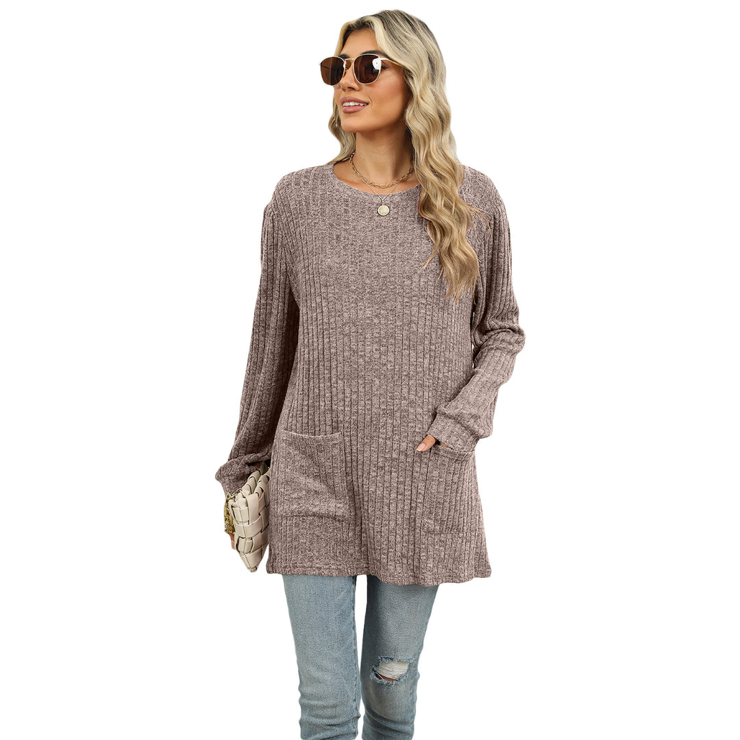 Dame Oversized Strikpullover med Sidelommer Stilla