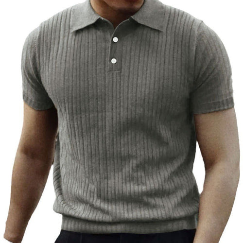 Herrer Kortærmet Poloshirt med vertikal Rib-design og Knapdetaljer Stilla