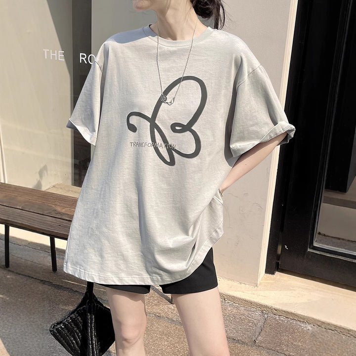 Dame T-shirt med moderne grafiktryk og høj kvalitet bomulds kvalitet Stilla