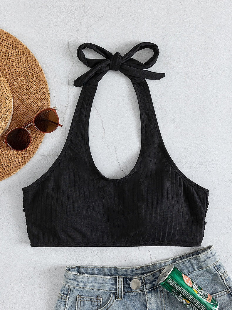 Damer Sporty Crop-Top med ribbet struktur Skovae