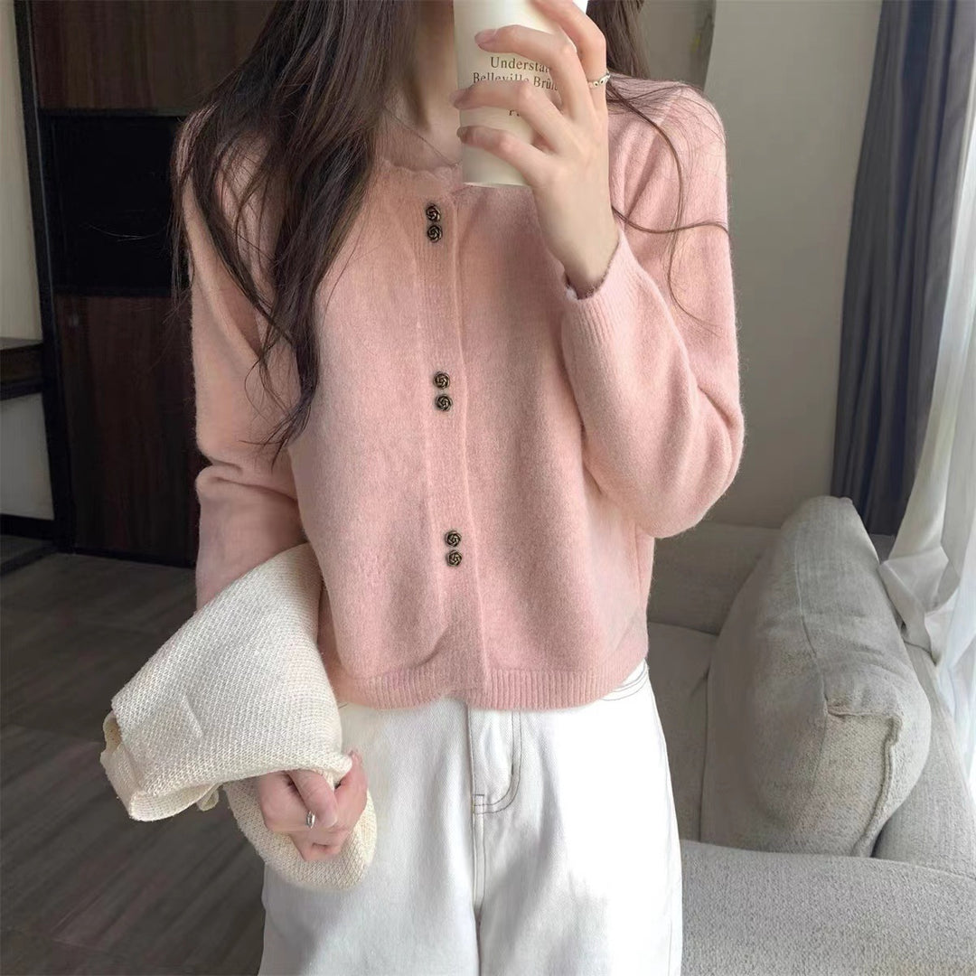 Kvinder Elegant Cardigan med Knap Detaljering Stilla