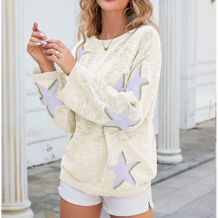 Kvindernes strikkede sweater med stjernedesign Stilla