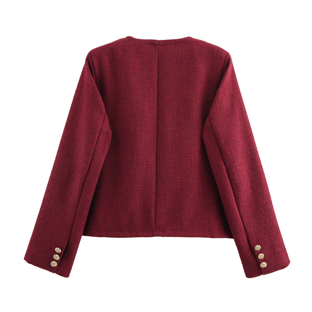 Femme Textured Tweed-Jakke med Frontlommer Stilla