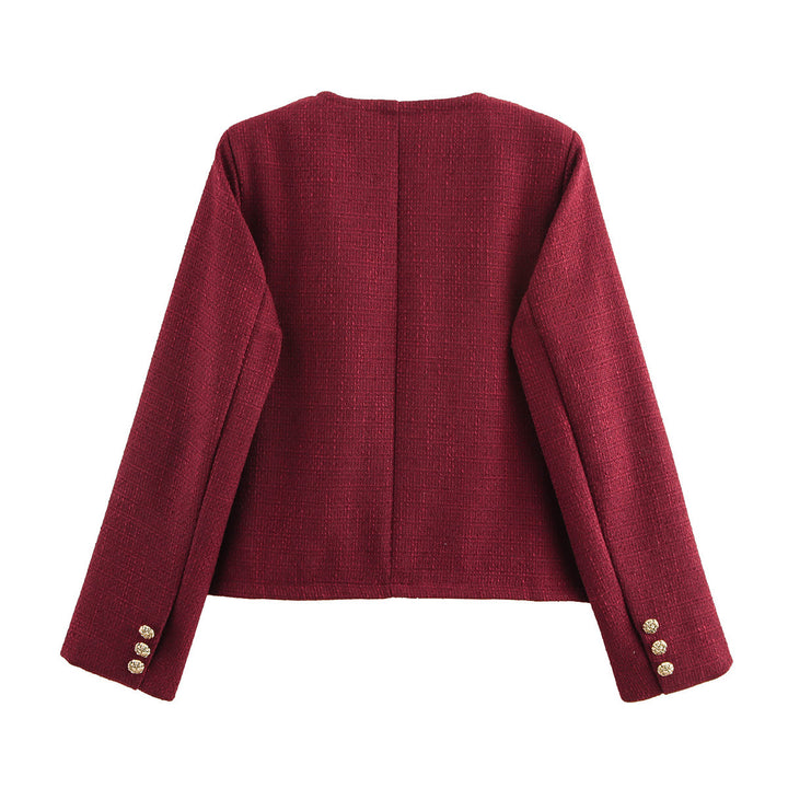 Femme Textured Tweed-Jakke med Frontlommer Stilla