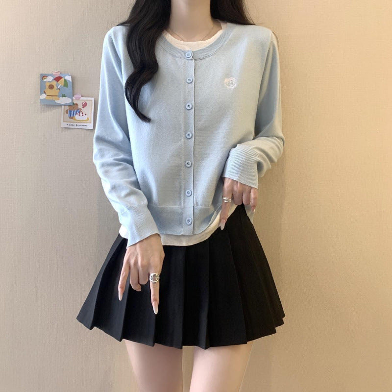 Femme Letvægts Knap-Op Cardigan Pullover Stilla