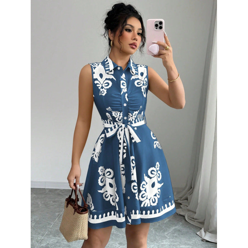 Femme Button-Up Fit og Flare Kjole Stilla