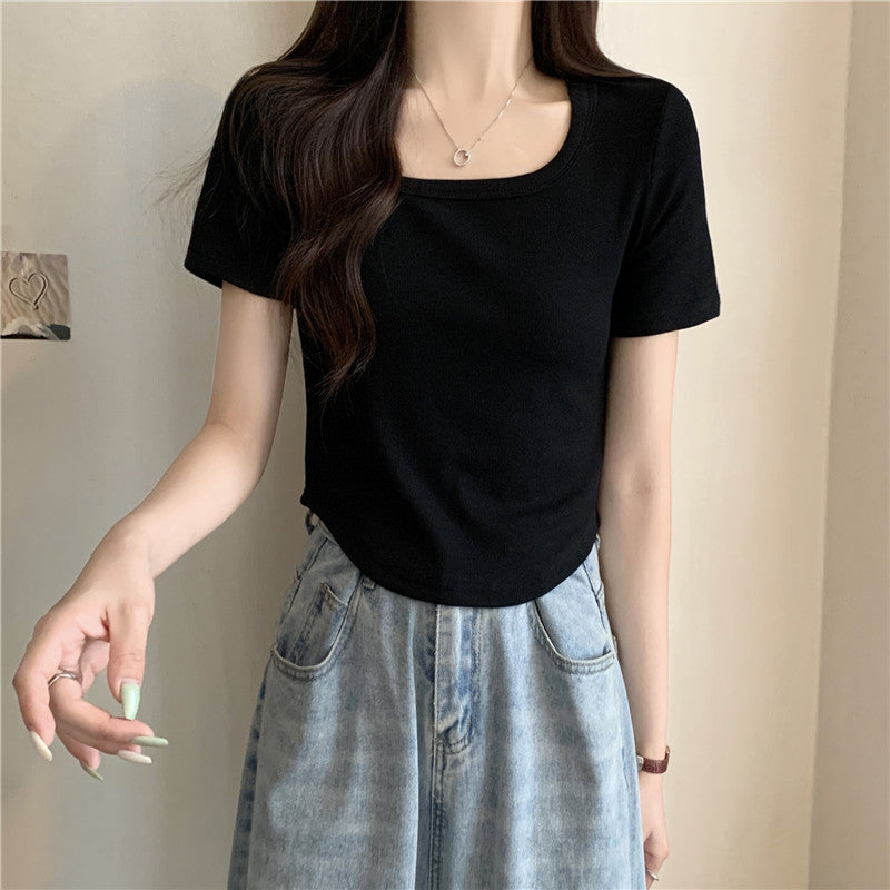 Femme Ribbede Korte T-Shirt Stilla