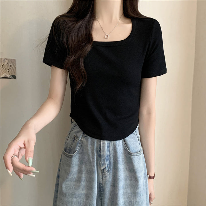 Femme Ribbede Korte T-Shirt Stilla