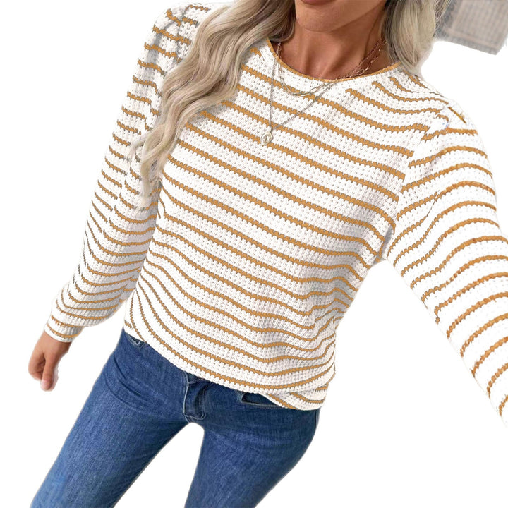 Damer let strikket sweater med striber Stilla