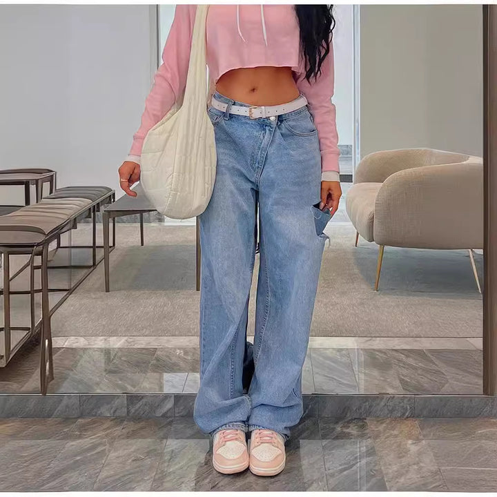 Dame komfortable brede jeans i moderne design med stræk Stilla