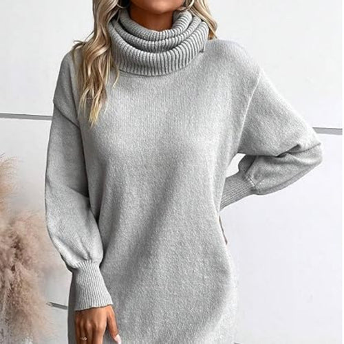 Dame Oversize Strikpullover med Ståkrave Stilla