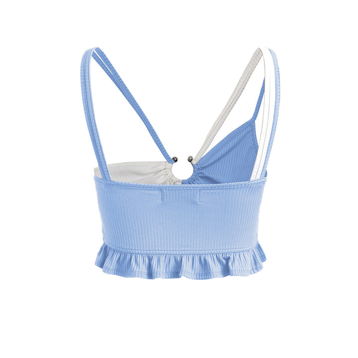 Kvindernes crop top med voluminøse flæser og justerbare stropper Stilla