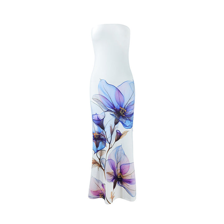 Dame slidte maxikjole med stilfulde blomsterdesigns Skovae