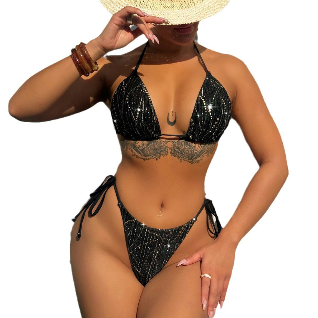 Dame Triangel-Bikini med funklede pailletter Skovae