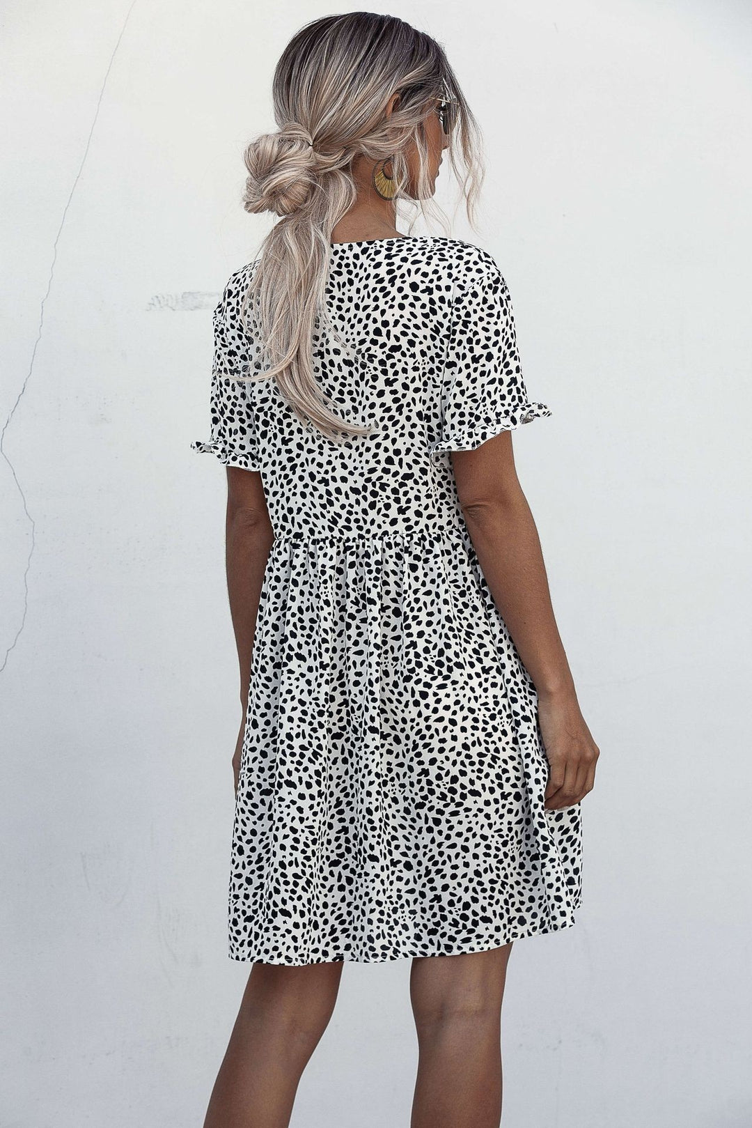 Dame Button-Up Kortærmet Kjole med Oversize Lommer Stilla