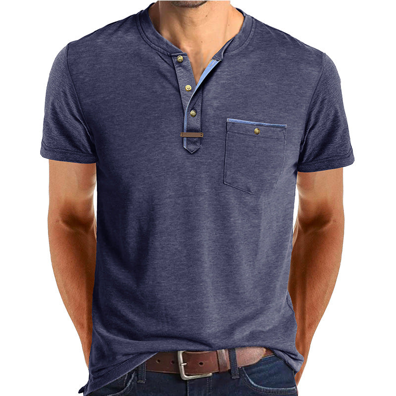 Herrer Kortærmet Henley T-shirt med modiske detaljer Stilla