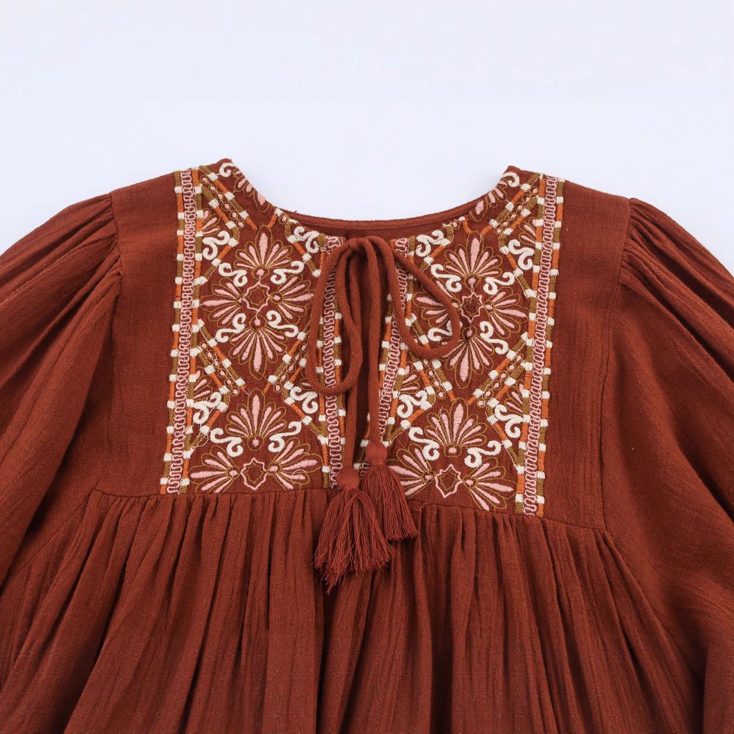 Femme Broderet Bohemian Maxikjole Stilla