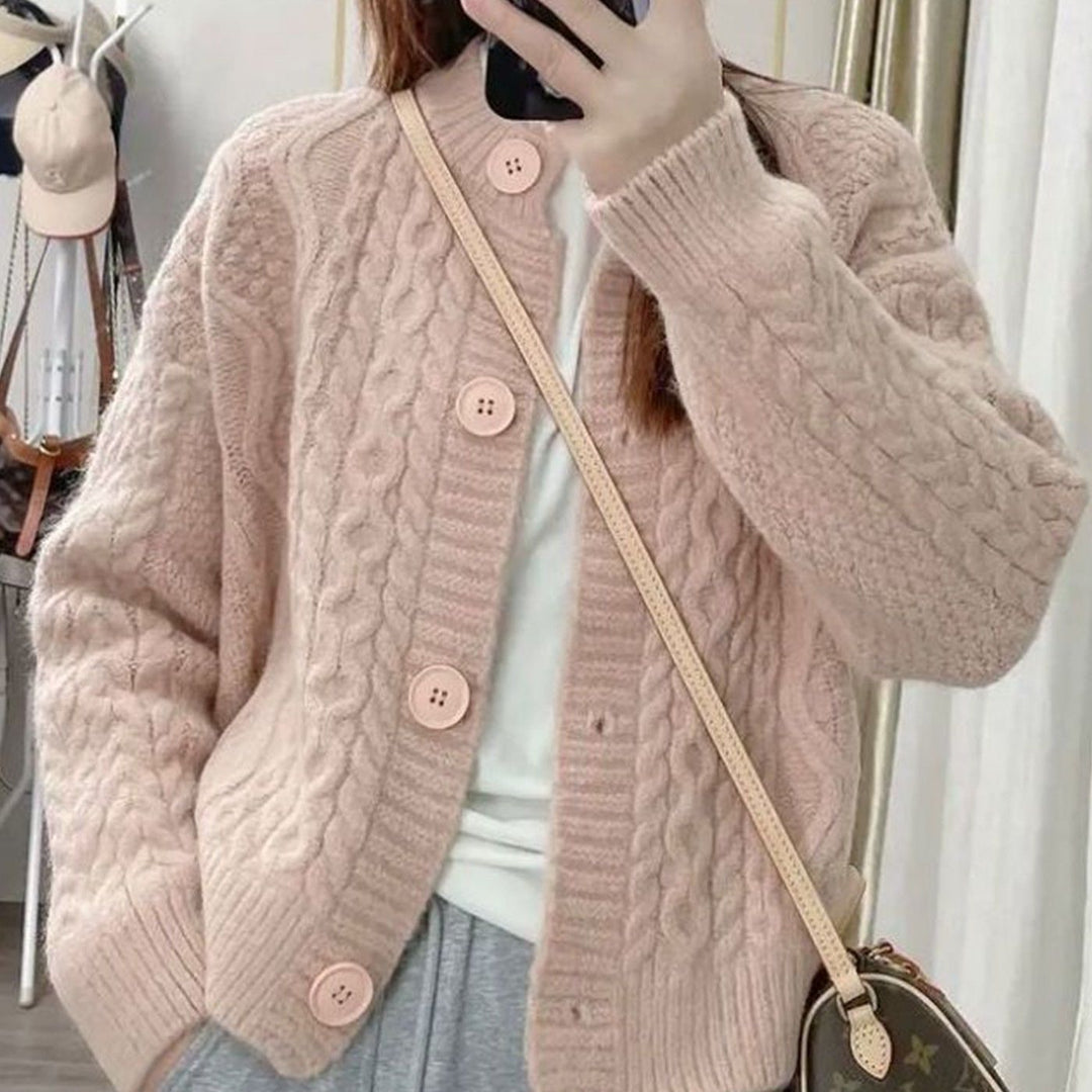 Dame Cozy Cardigan med Kabelmønster Stilla 1772285547