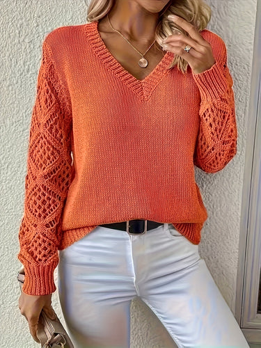 Dame V-hals Snøreærmet Pullover Stilla