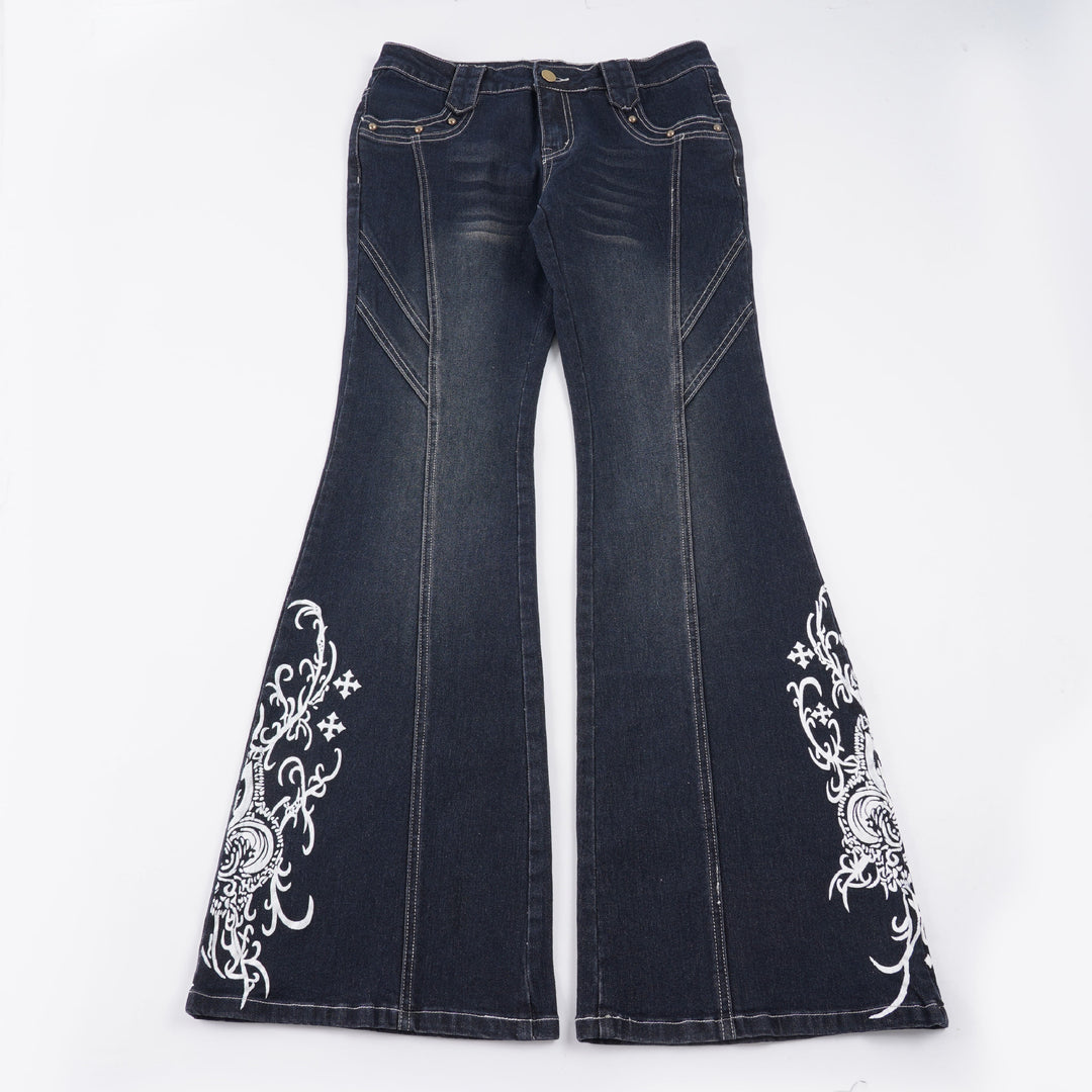 Dame Bootcut-jeans med kunstneriske broderidetaljer Skovae