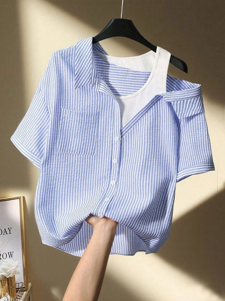 Dame casual bluse med moderne snit og asymmetrisk design Skovae