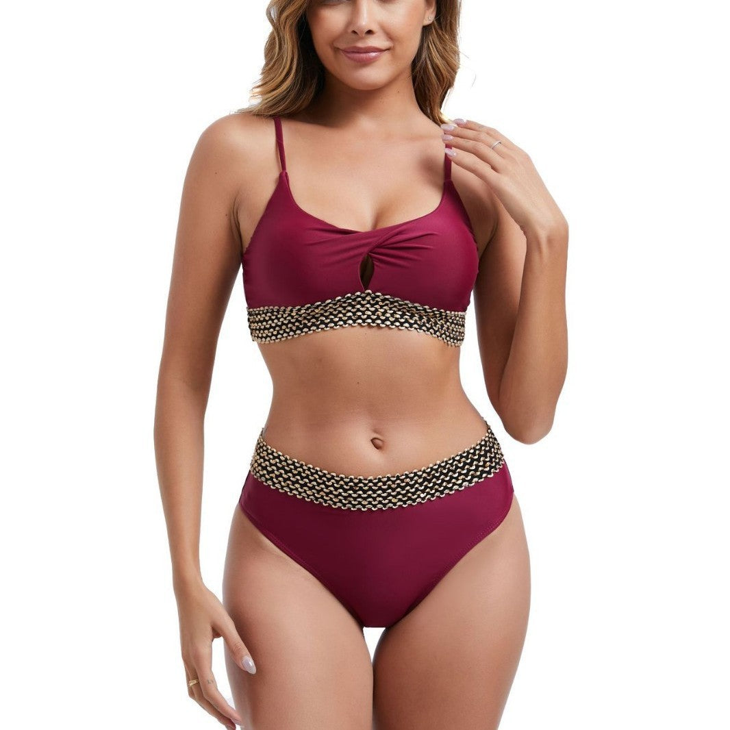 Dame bikinier med trendy knude-design og bred taljeelastik Stilla