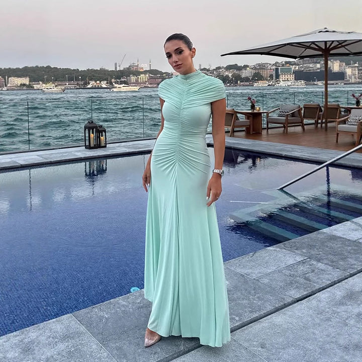 Dame Maxikjole med elegant draperingsdesign Stilla