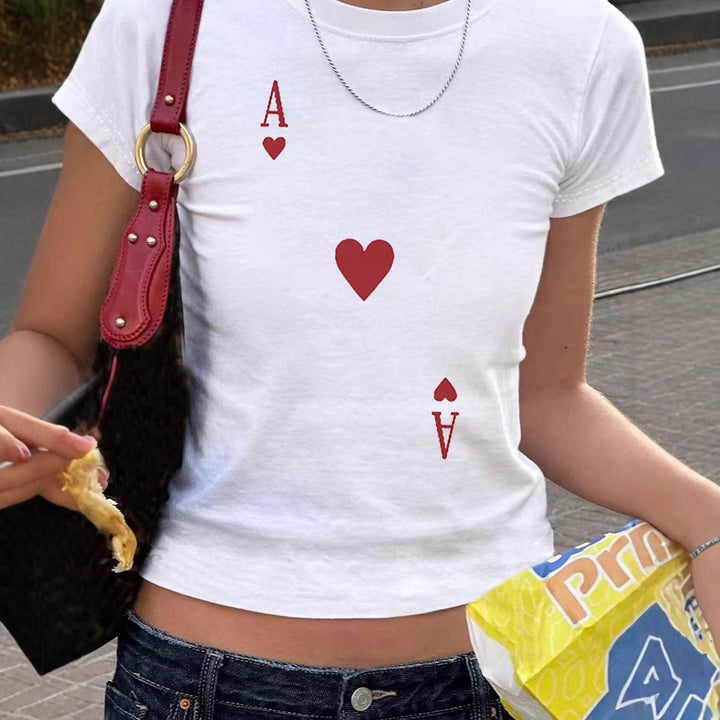 Dame T-shirt med legende kattemotiv og sarte vinger Skovae