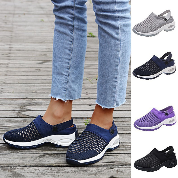 Dame åndbare fritids-sandaler med elastisk netdesign Stilla