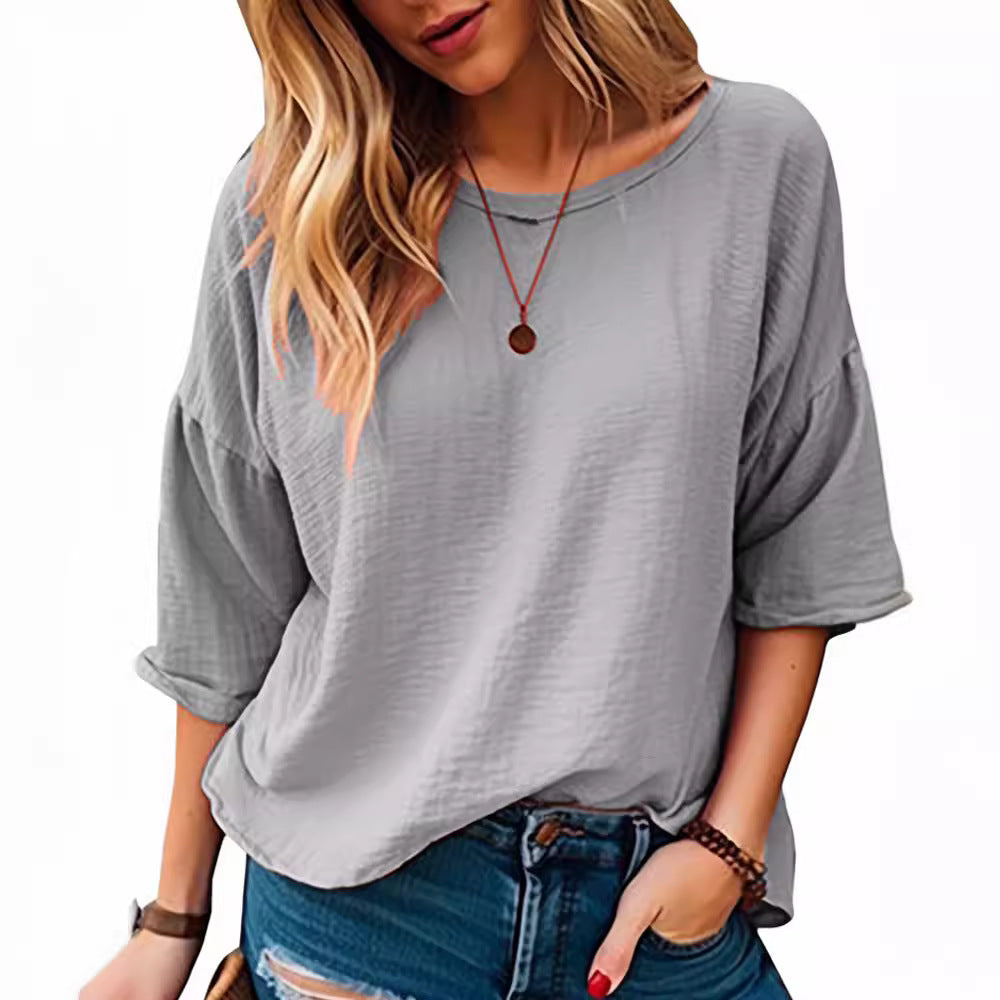 Dame Oversized Langærmet T-shirt lavet af blødt struktureret materiale Stilla