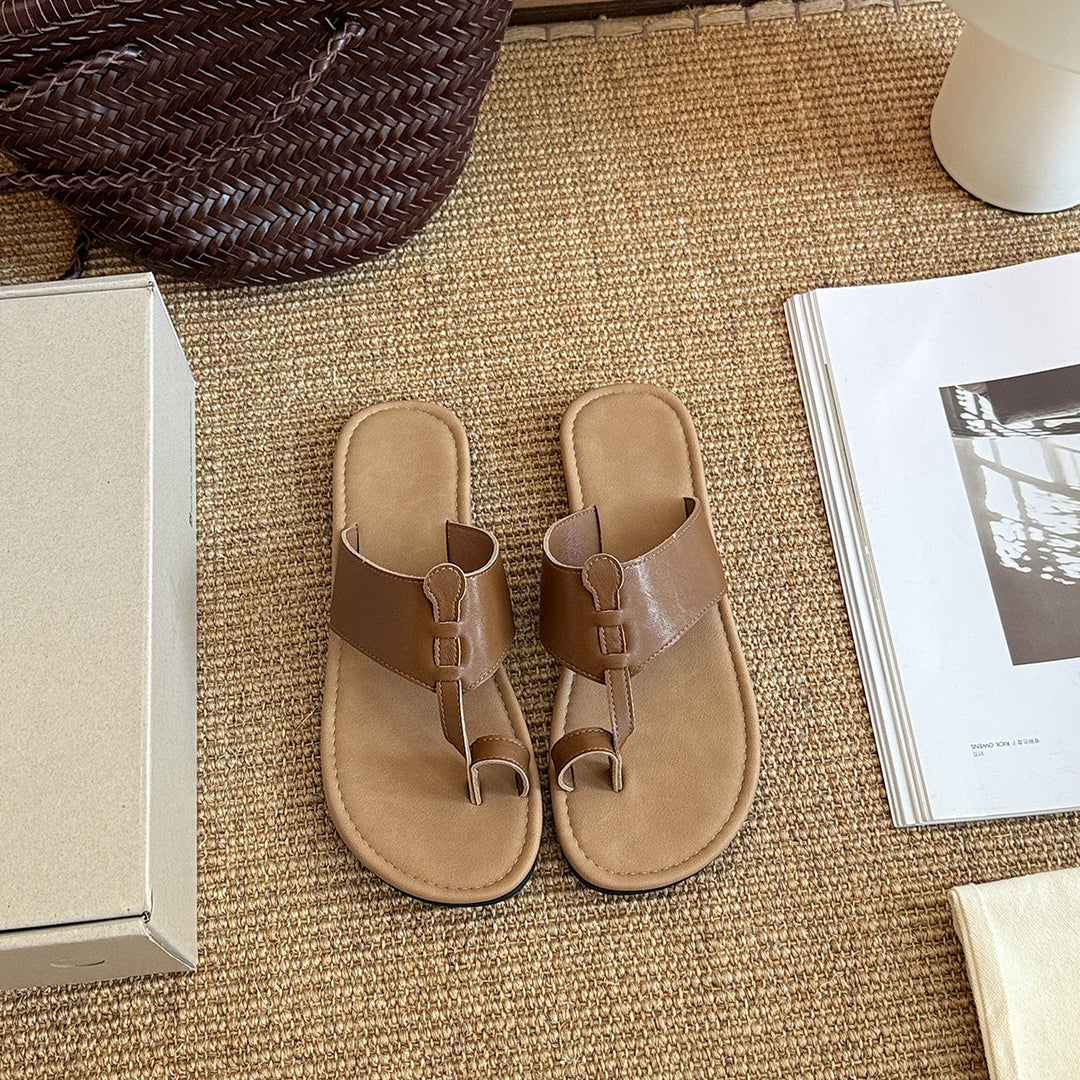 Femme Casual Tanga Slide Sandaler med justerbar rem Stilla