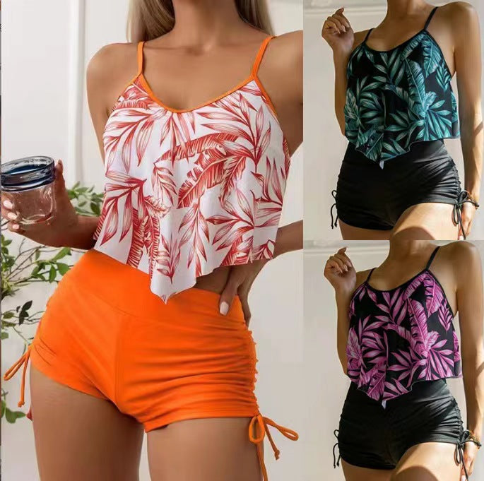 Dame Tankini-sæt med blomsteroberdel og komfortable shorts Stilla