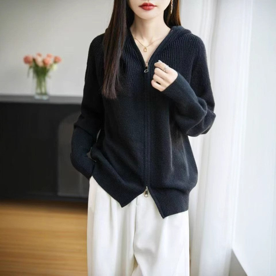 Kvinders hoodie cardigan med lynlås Stilla