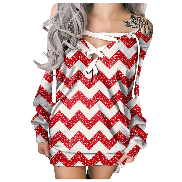 Dame Casual pullover med overdimensioneret skæring og snørebånd i trendy rhombusdesign Stilla