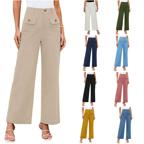 Dame Bred High-Waist-Bukser med Lommer Stilla