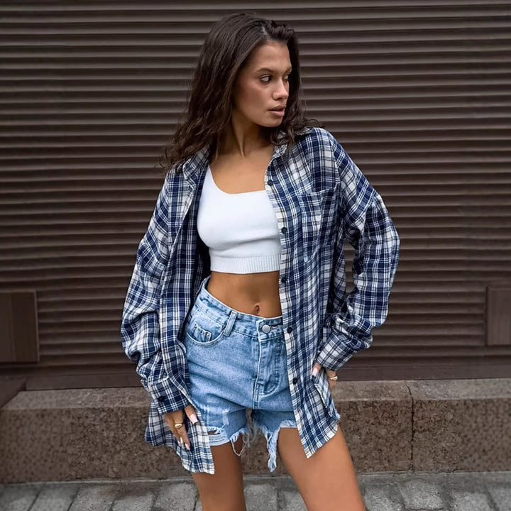 Dame casual plyssbluse i oversized-snit Stilla