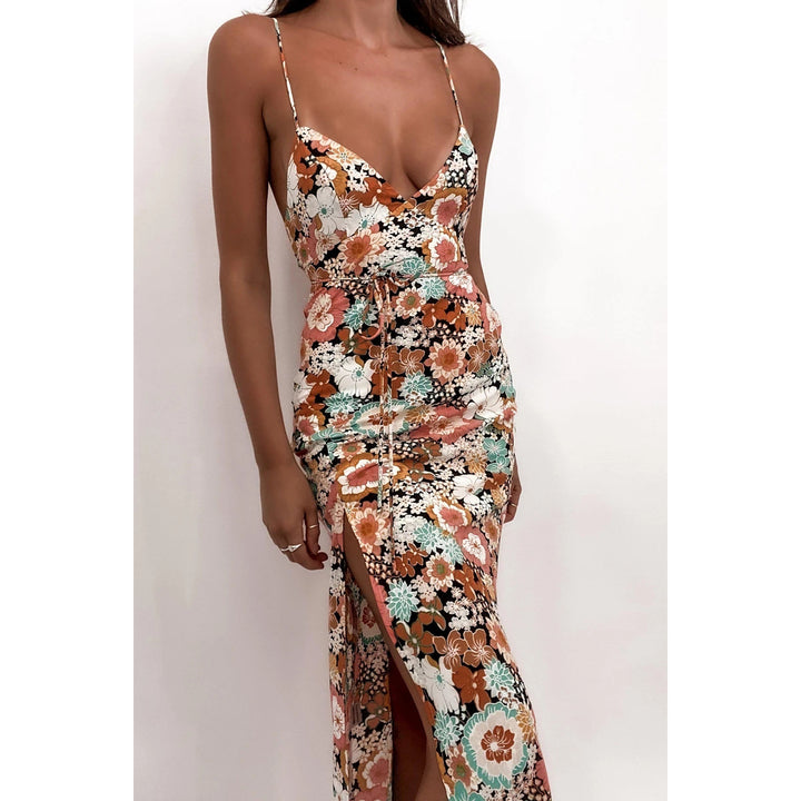 Kvinder Chic Casual Kjole med Dybe Slids og Elegant V-Hals