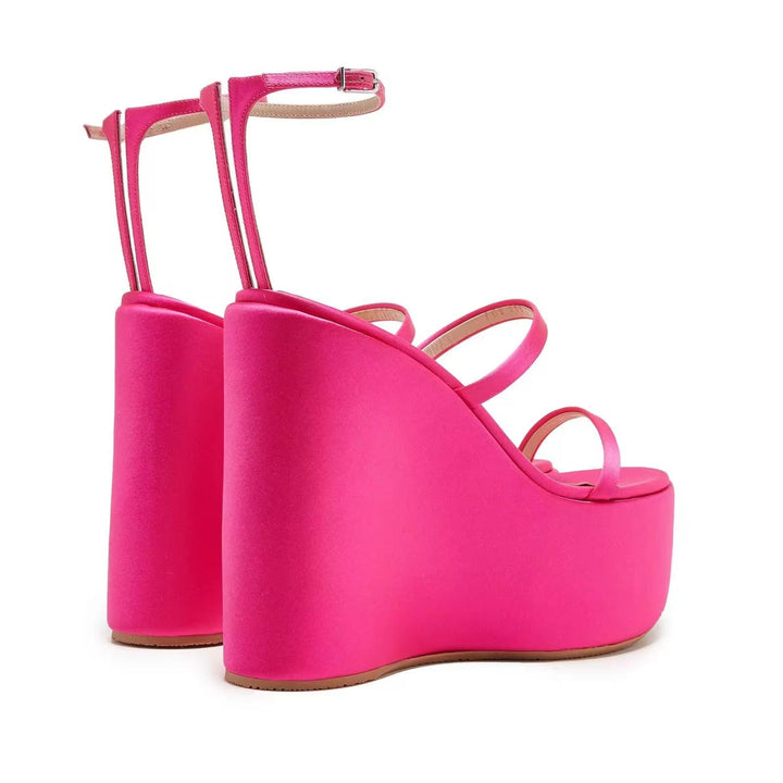 Dame High-Wedge Platform Sandaler med Ankelsløjfe Stilla