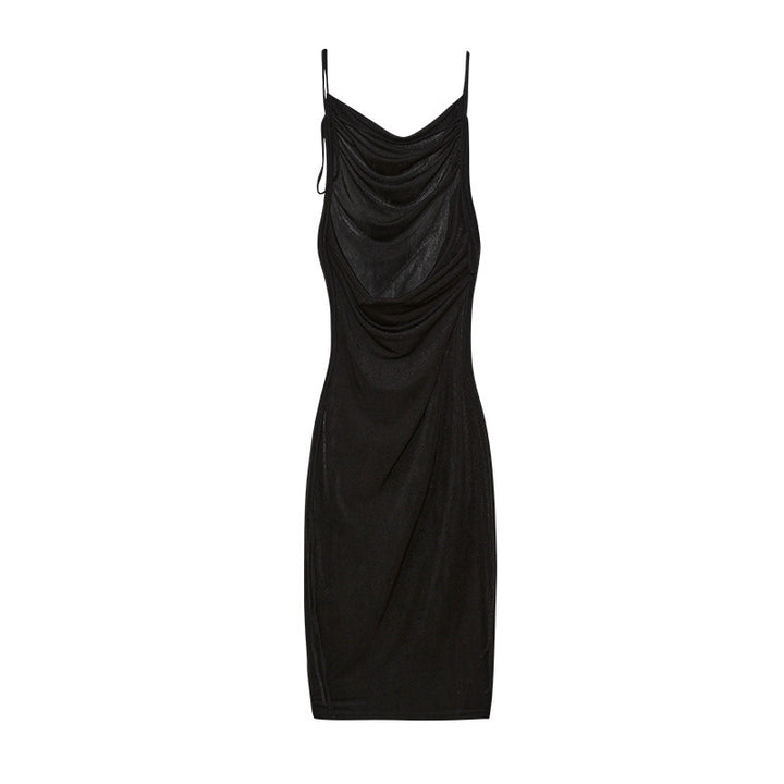 Dame Sleek Rynkning Slip Kjole med justerbare stropper Stilla